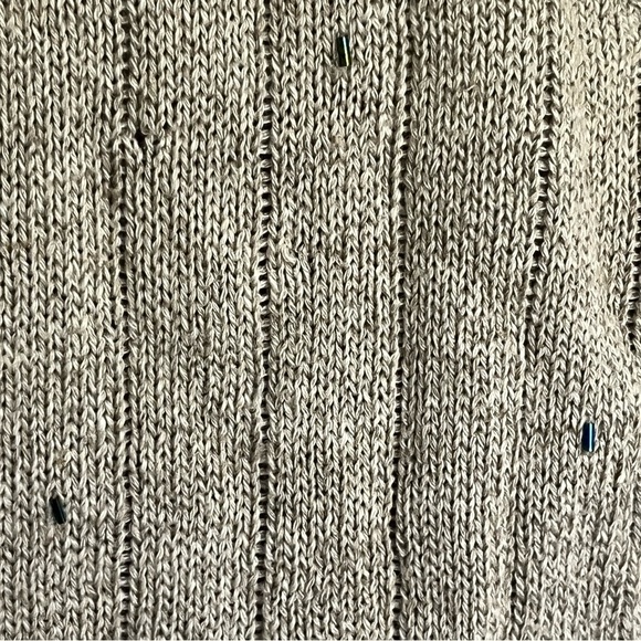 Vintage 90s Beige Linen Floral Cozy Cottagecore Knit Grandma Sweater Vest Small - Picture 4 of 12